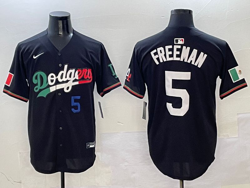 Men Los Angeles Dodgers #5 Freeman Black Mexico Nike 2025 MLB Jersey style 3